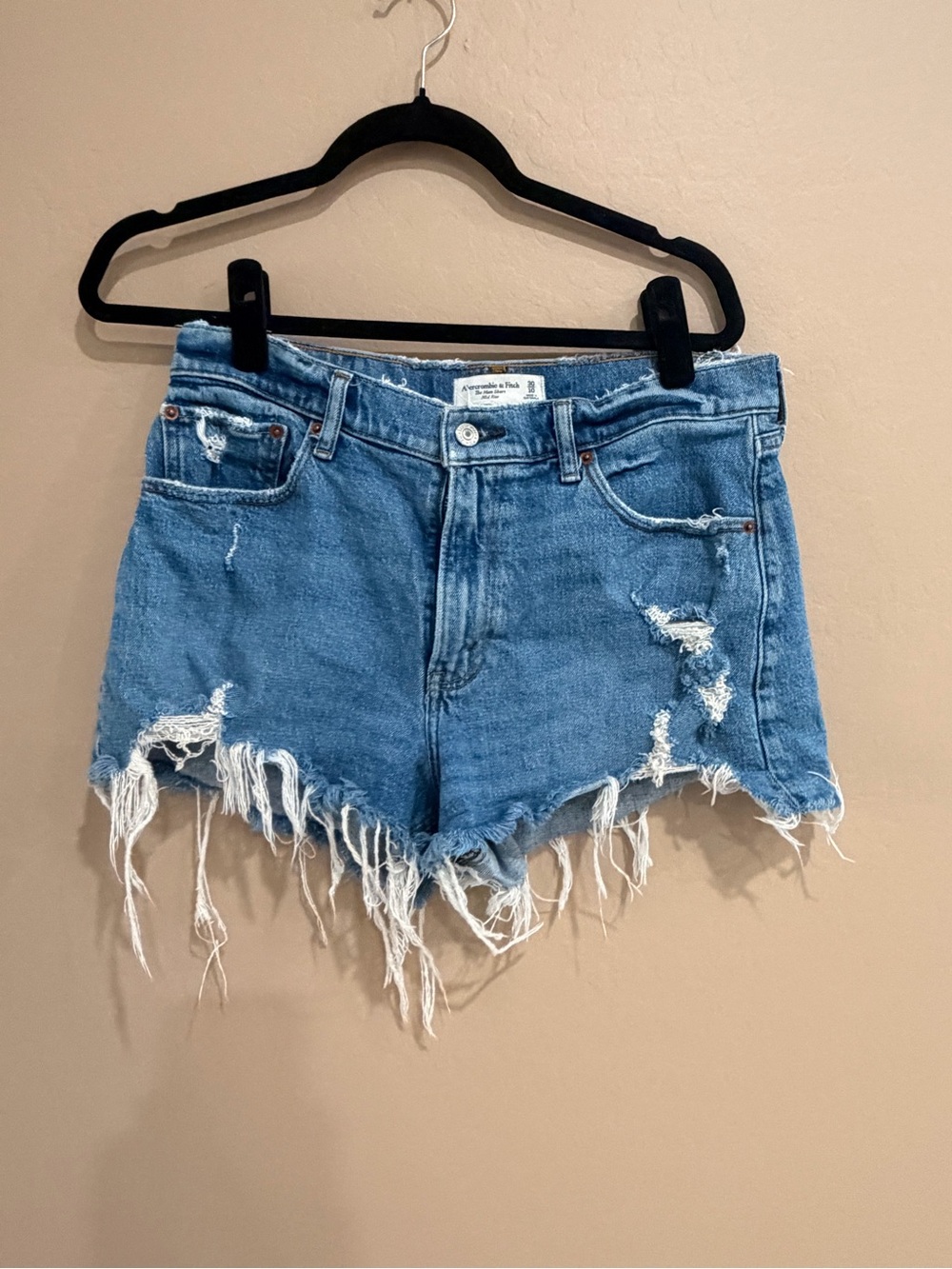 Abercrombie & Fitch Light Blue Distressed Denim Shorts